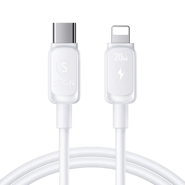 SiGN - SiGN USB-C till Lightning Kablar 3m 20W - Vit
