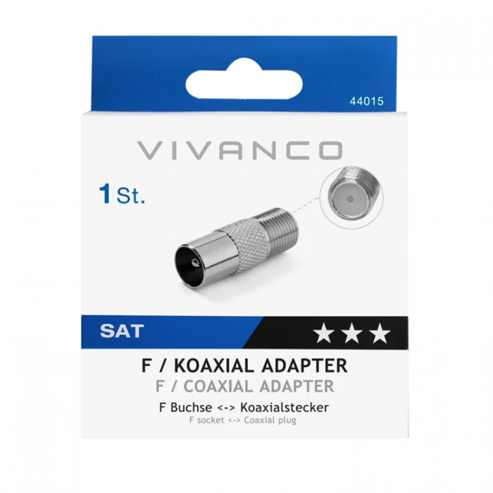 UTGATT1 - Vivanco Adapter Koaxhane F Hona - Silver