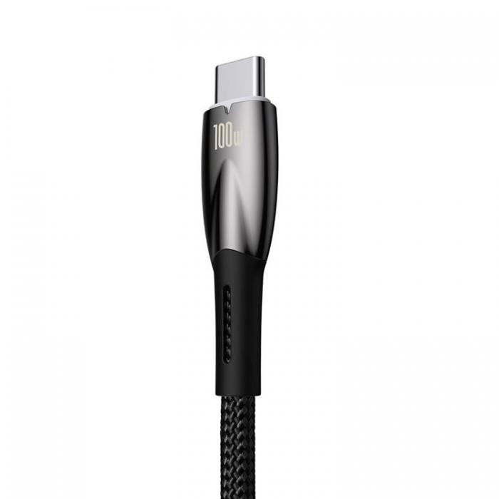 BASEUS - Baseus USB-A till USB-C Kabel 1M Glimmer Series - Svart