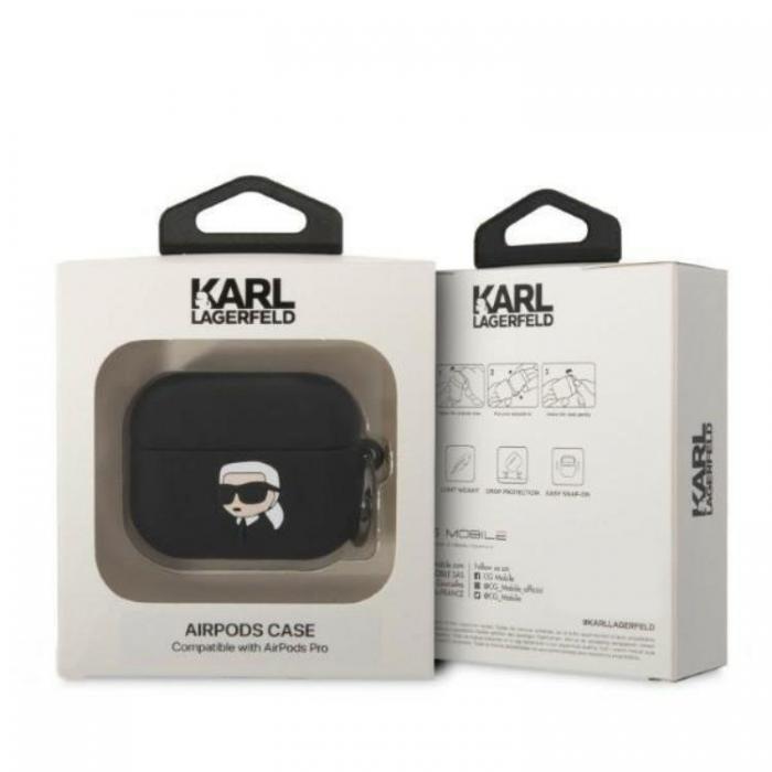 KARL LAGERFELD - Karl Lagerfeld AirPods Pro Skal Silicone Karl Head 3D - Svart