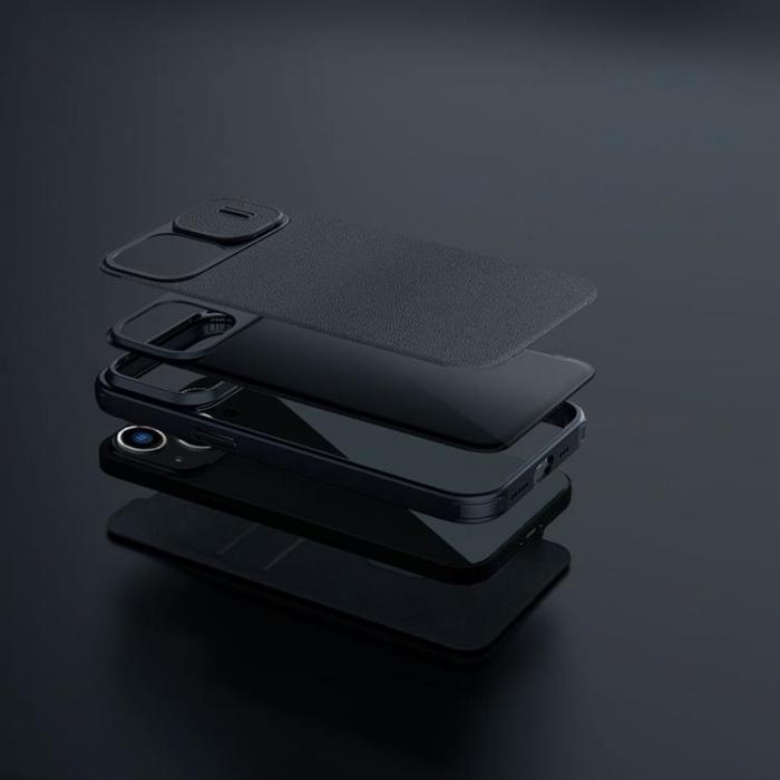 Nillkin - Nillkin iPhone 14 Plus Plnboksfodral Qin Pro Lder Plain - Classic Svart