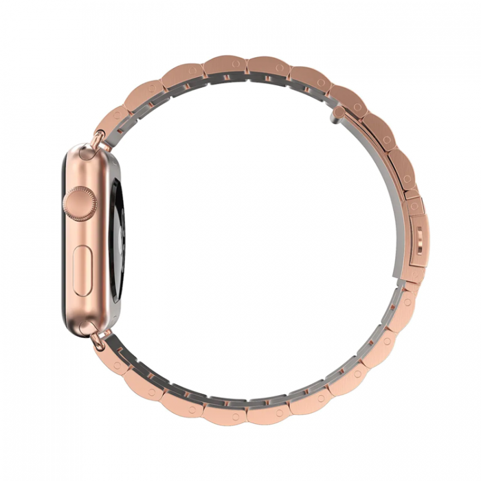 A-One Brand - Apple Watch 2/3/4/5/6/7/SE (38/40/41mm) Armband Metall - Rosa Guld