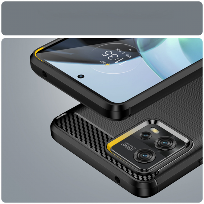 UTGATT5 - Motorola Moto G72 Skal Carbon Silicone Flexible - Svart