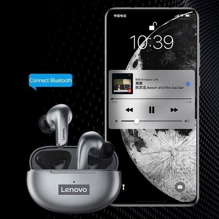 Lenovo - LENOVO LivePods LP5 TWS Thinkplus Bluetooth Trdlsa Hrlurar - Silver