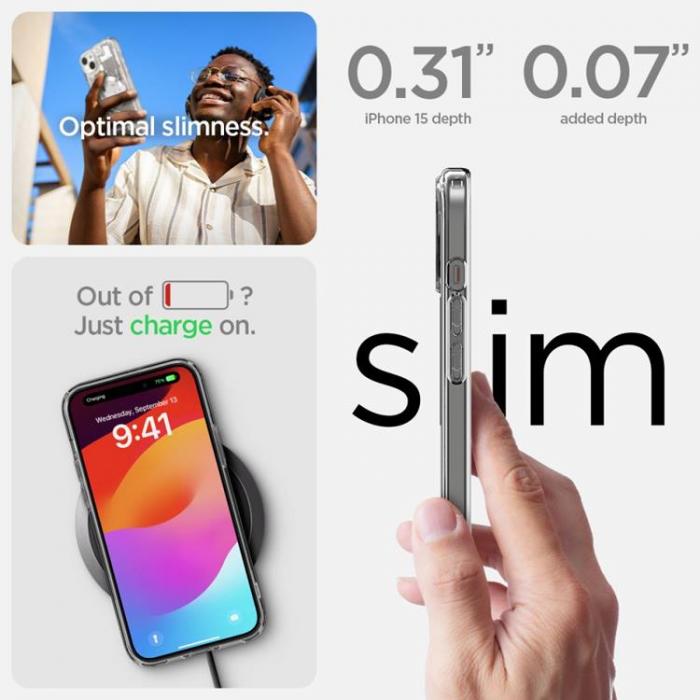 Spigen - Spigen iPhone 15 Plus Mobilskal Magsafe Ultra Hybrid - Zero One Vit
