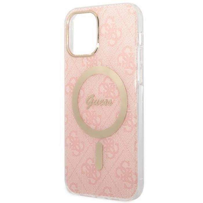 Guess - Guess iPhone 12/12 Pro Magsafe Skal 4G Print + Trdls Laddare - Rosa