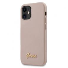 Guess - Guess Skal iPhone 12 Mini Silikon Script Gold Logo - Rosa