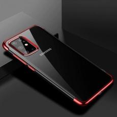 OEM - Clear TPU Gel Electroplating Frame Mobilskal Samsung Galaxy A72 - Röd