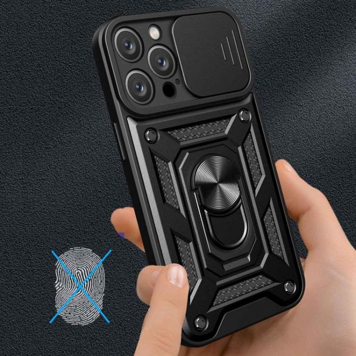 A-One Brand - iPhone 14 Pro Skal Kameraskydd Kickstand - Svart