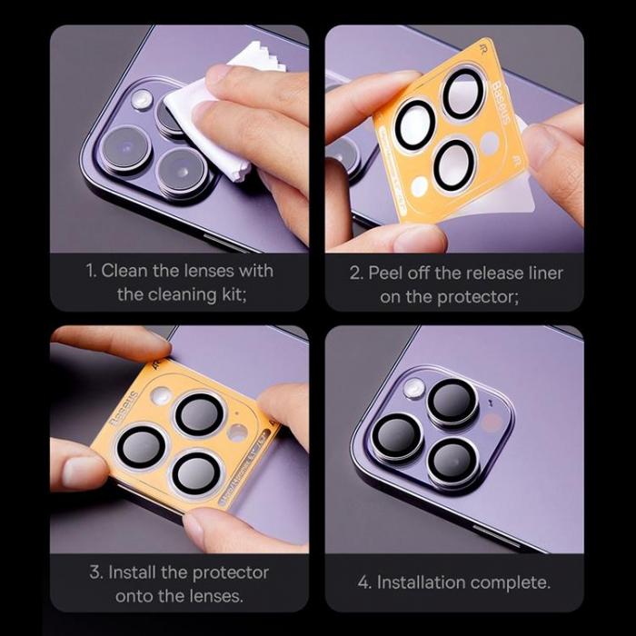 BASEUS - Baseus iPhone 12 Pro/11 Pro Kameralinsskydd i Hrdat Glas