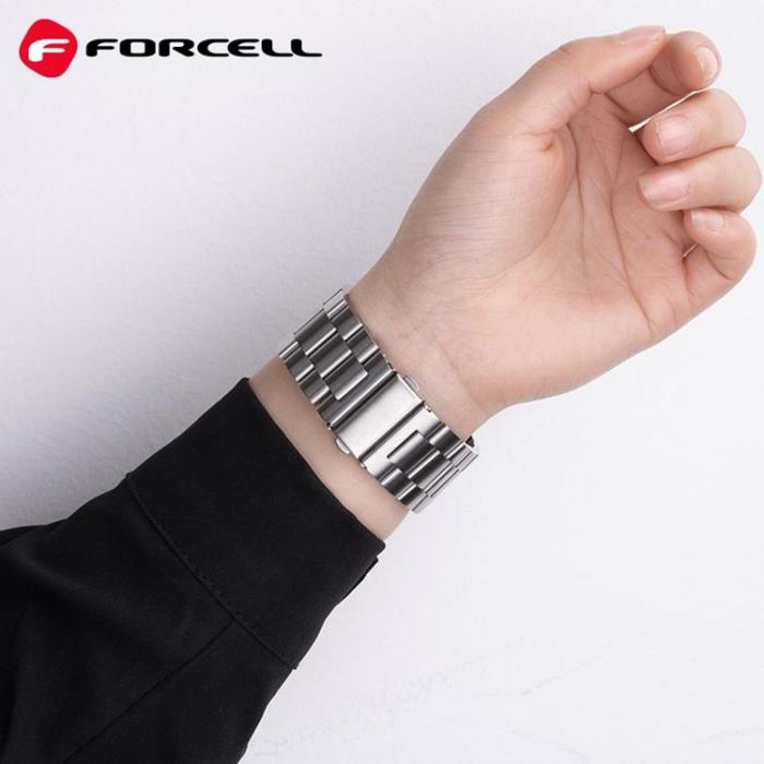 Forcell - Forcell Apple Watch (42/44/45/49mm) Armband F-Design - Silver
