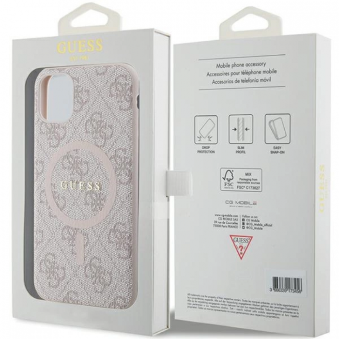 Guess - Guess iPhone 11/XR Mobilskal Magsafe 4G Collection - Rosa