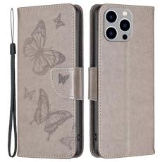 A-One Brand - iPhone 14 Pro Plånboksfodral Butterflies Imprinted - Grå