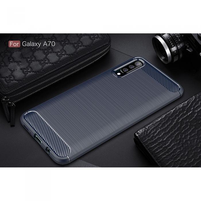 A-One Brand - Carbon Brushed Mobilskal till Samsung Galaxy A70 - Bl
