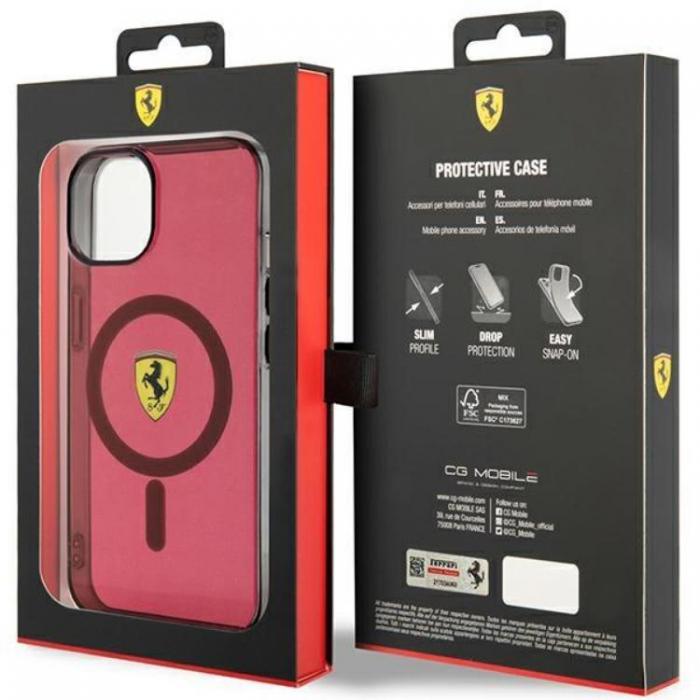 Ferrari - Ferrari iPhone 14 Mobilskal Magsafe Translucent - Rd