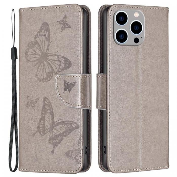 A-One Brand - iPhone 14 Pro Plnboksfodral Butterflies Imprinted - Gr