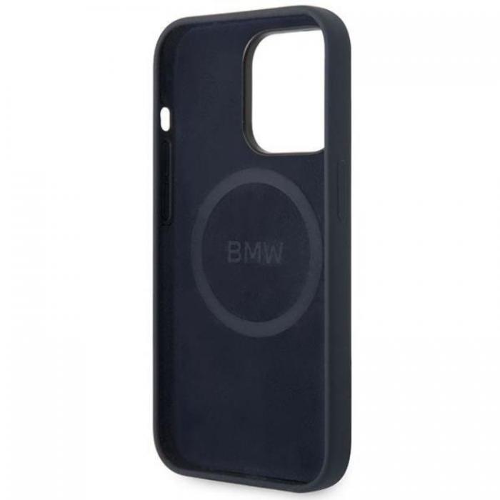 BMW - BMW iPhone 14 Pro Mobilskal Magsafe Silicone Metal Logo -Navy