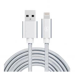 SiGN - SiGN USB till Lightning Kabel, 2.1A, 2m, Nylon - Silver