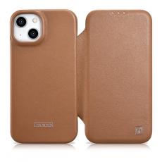 ICARER - iCarer iPhone 14 Plus Plånboksfodral Magsafe CE Läder - Brun