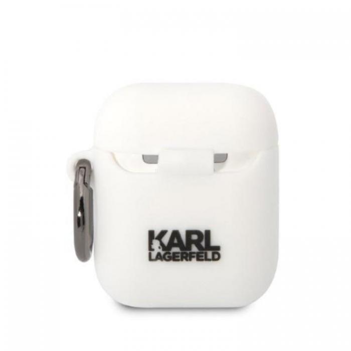 KARL LAGERFELD - KARL LAGERFELD AirPods 1/2 Skal Silicone Karl Head 3D - Vit
