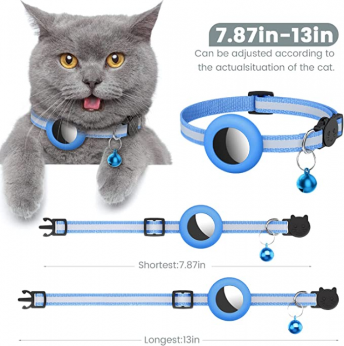 A-One Brand - Airtag Skal Silikon Cat Collar med Breakaway Bell - Bl