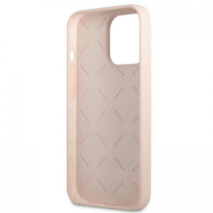 Guess - Guess iPhone 13 Pro Max Skal Silicone Triangle - Rosa
