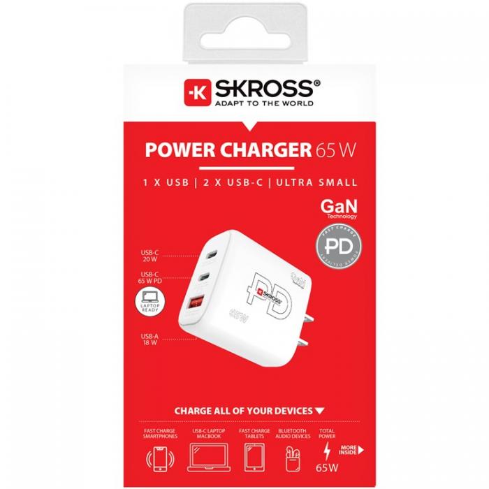 SKross - SKross Power Adapter 2x USB-C/USB-A 65W - Vit