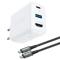 Acefast - Acefast 2in1 Vggladdare 65W USB-A till USB-C till HDMI till USB-C Kabel - Vit
