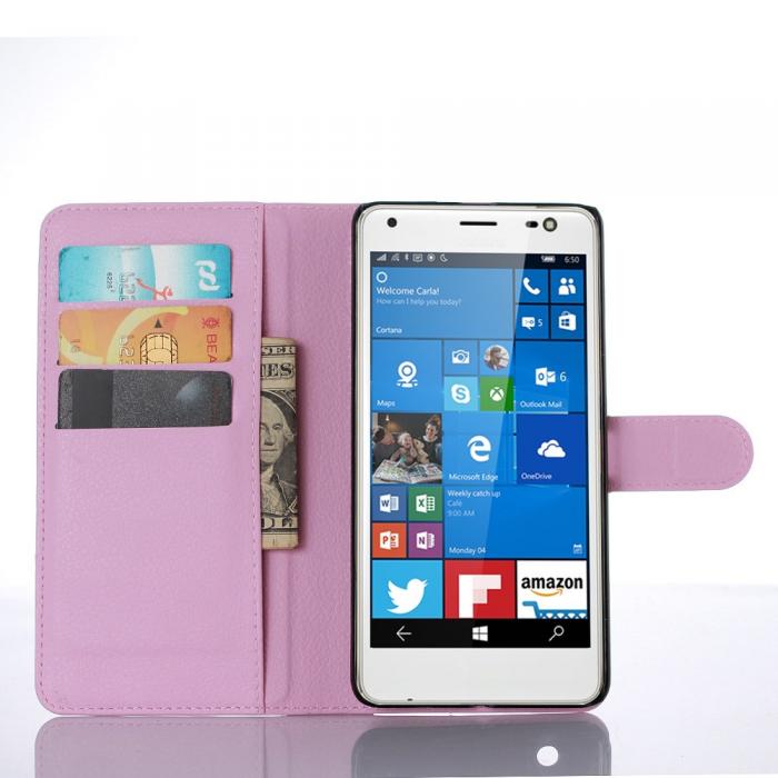 UTGATT5 - Litchi Plnboksfodral till Microsoft Lumia 850 - Rosa