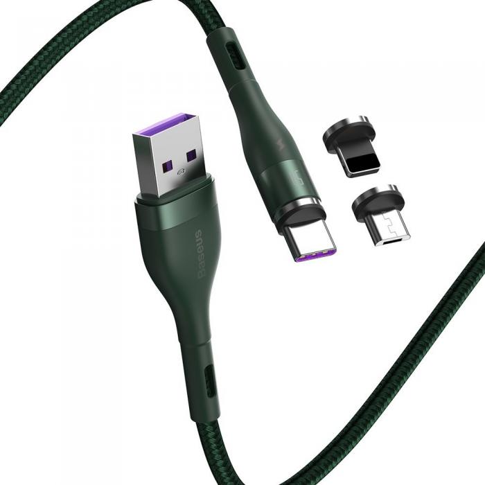 UTGATT5 - Baseus Zinc 3in1 USB lightning/ USB Type C/ micro USB Kabel Grn