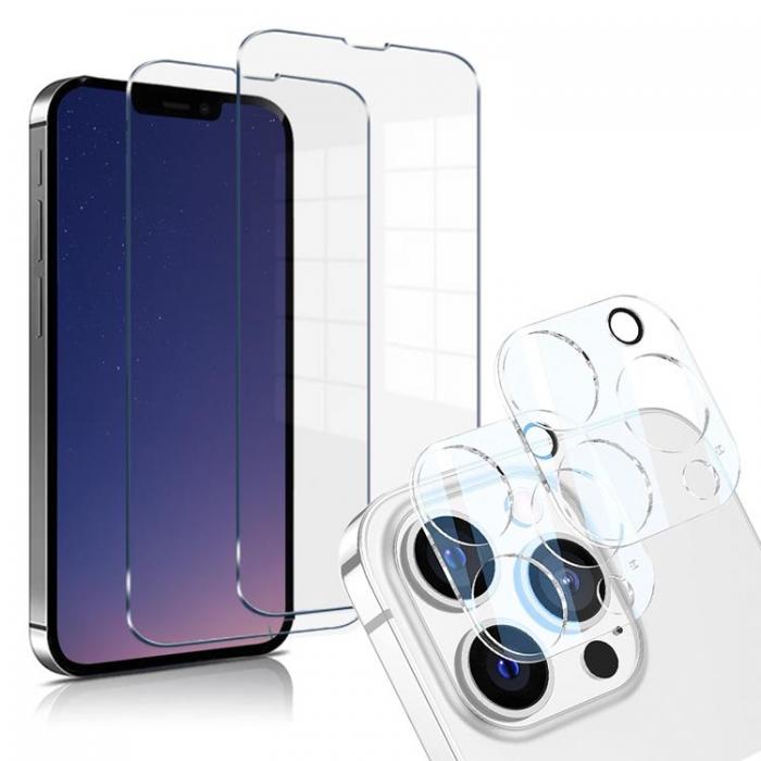 A-One Brand - iPhone 13 Pro Max [4-PACK] 2 X Kameralinsskydd Glas + 2 X Hrdat Glas