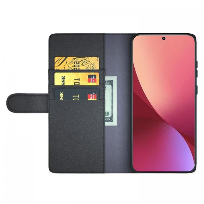 A-One Brand - Folio Flip kta Lder Plnboksfodral Xiaomi 12 Pro - Svart