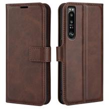 A-One Brand - Sony Xperia 1 IV Plånboksfodral Flip Folio - Mörkbrun