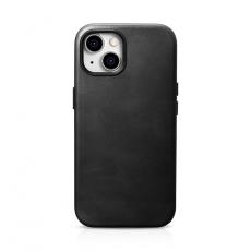 ICARER - iCarer iPhone 15 Mobilskal Magsafe Äkta Läder Oil Wax - Svart
