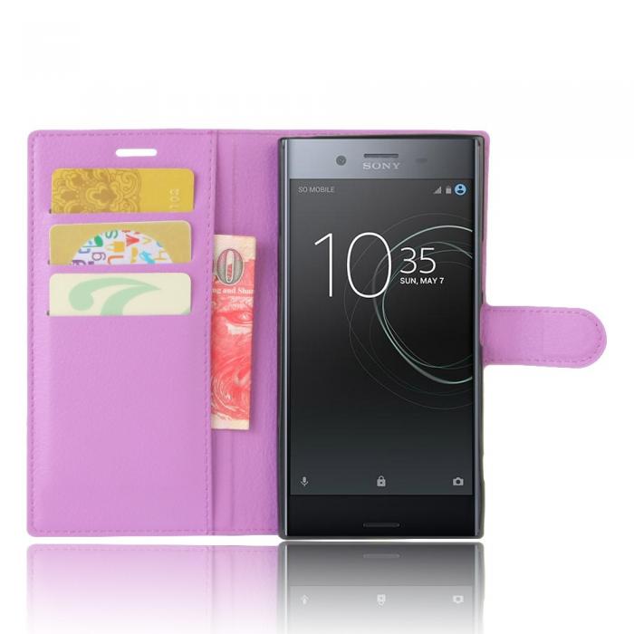 UTGATT4 - Litchi Plnboksfodral Sony Xperia XZ Premium - Lila