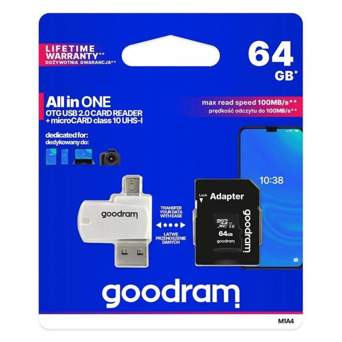UTGATT5 - Goodram All in one 64 GB micro SD XC UHS-I class 10 memory card