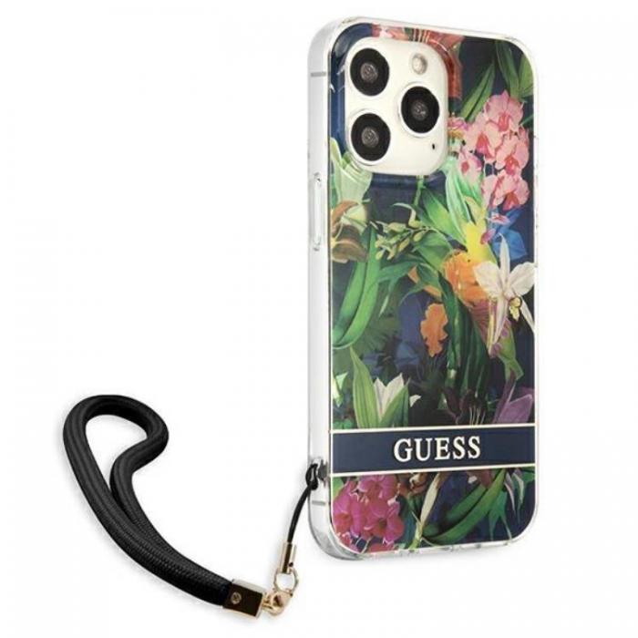 Guess - Guess iPhone 13 Pro Skal Flower Strap - Bl