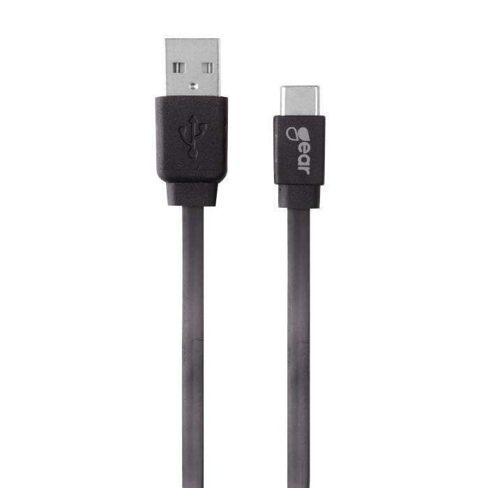 UTGATT1 - GEAR Laddare 12-24V 2xUSB 2,4A Svart USB-C 2.0 Kabel platt 1m gen2