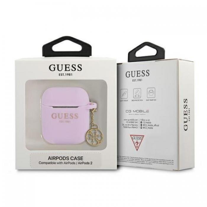 Guess - Guess Silicone Charm Collection Skal Airpods - Lila