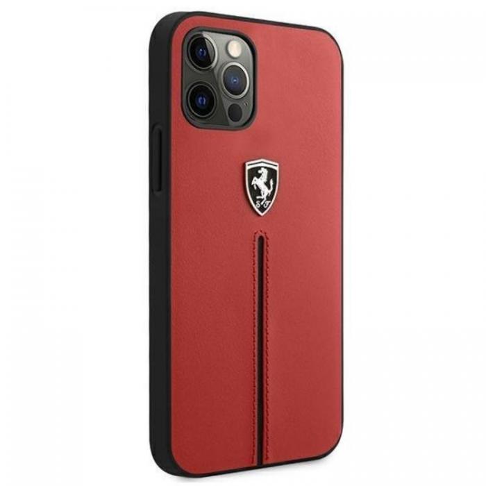 UTGATT5 - Ferrari iPhone 12/12 Pro Skal Track Lder Nylon Stripe - Rd