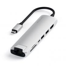 Satechi - Satechi USB-C MultiPort Ethernet - HDMI, USB - Silver