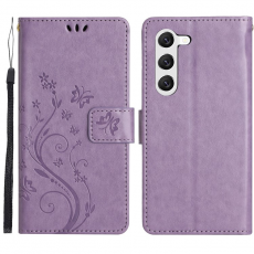 A-One Brand - Galaxy S23 Plus Plånboksfodral Imprinting Flower Butterfly - Lila