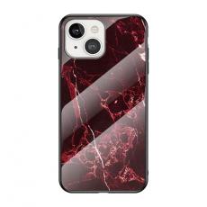 A-One Brand - Anti-Scratch Härdat Glas Skärmskydd skal iPhone 13 - Röd Marble
