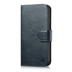 ICARER - iCarer iPhone 14 Pro Plånboksfodral 2in1 Äkta Läder Anti-RFID - Blå