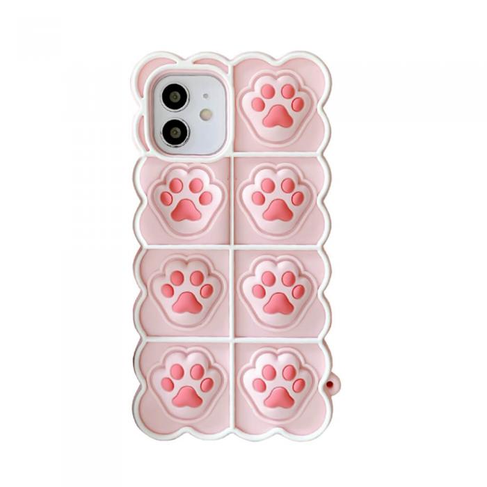 UTGATT1 - Puppy Paws Pop it Fidget Skal till iPhone 7/8/SE 2020 - Rosa