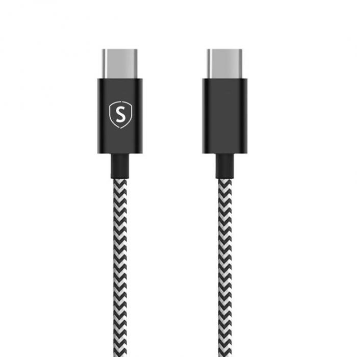 SiGN - SiGN Skin USB-C till USB-C Kabel 2.1A, 2m - Svart/Vit