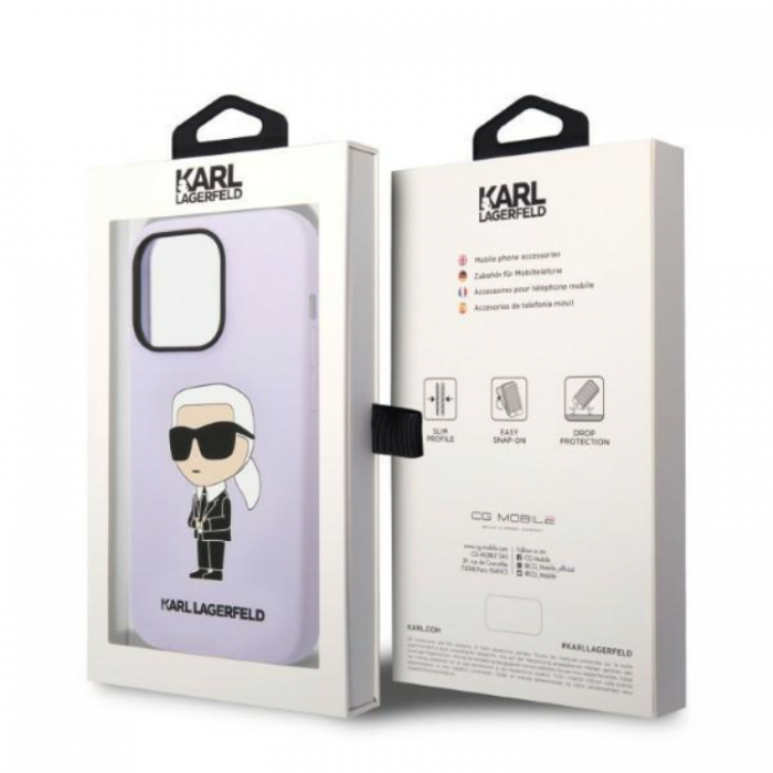 KARL LAGERFELD - Karl Lagerfeld iPhone 14 Pro Skal Silicone Ikonik - Lila