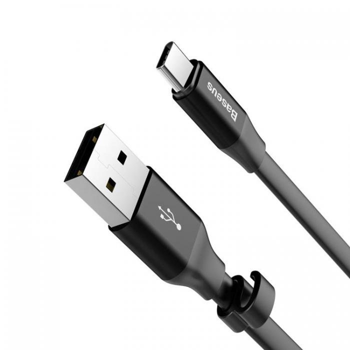 BASEUS - Baseus Nimble Platt USB-A till USB-C Kabel 0.23M - Svart