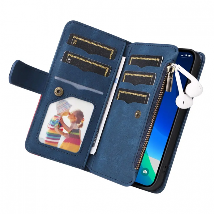 Taltech - iPhone 14 Pro Max Plnboksfodral Splicing 9 Card - Bl