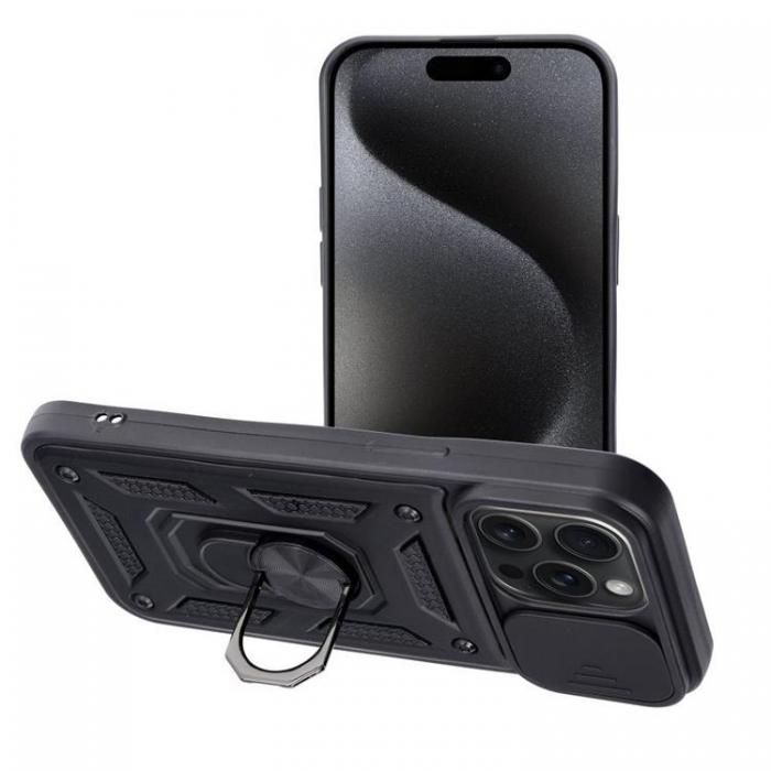 A-One Brand - iPhone 15 Pro Max Mobilskal Ringhllare Slide Armor - Svart